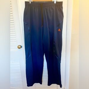 Adidas Men's Dark Blue Warm Up Joggers with Orange Logo. Size 2XL. Drawstring